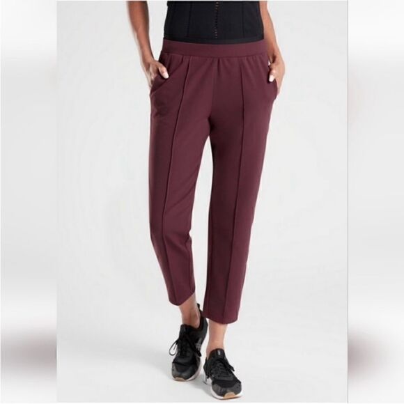 Athleta Venice Pintuck High Rise Jogger Pants Burgundy XS - Picture 1 of 7